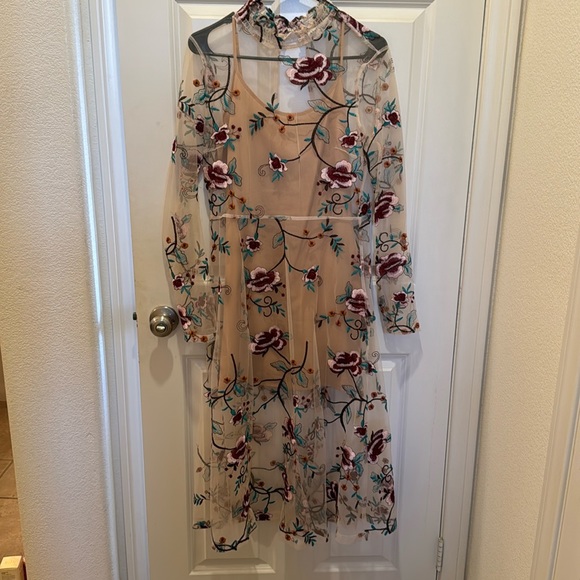 Sheer floral dress with cami underneath worn once - Picture 1 of 5